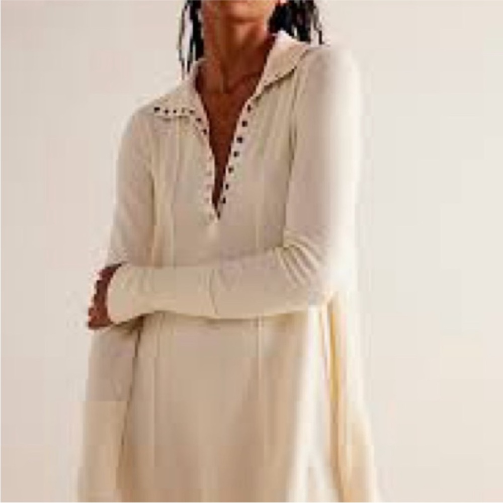 NWT We The Free Made Of Dreams Ivory Thermal Half Button Blouse Size Large - Picture 2 of 13